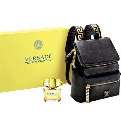 versace perfume and backpack